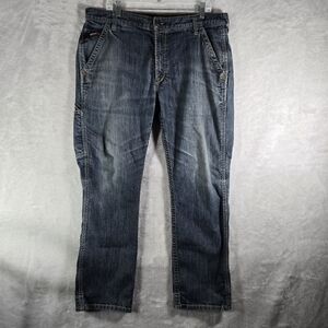 Ariat FR M4 Low Rise Straight Leg Carpenter Jeans Mens Size 36x32 Workwear Blue